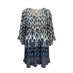 Roxy Boho Button Down Paisley Patterned Ruffle Swing Dress Size Xlarge